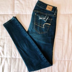 AE Distressed Dark Wash Jeggings Regular
